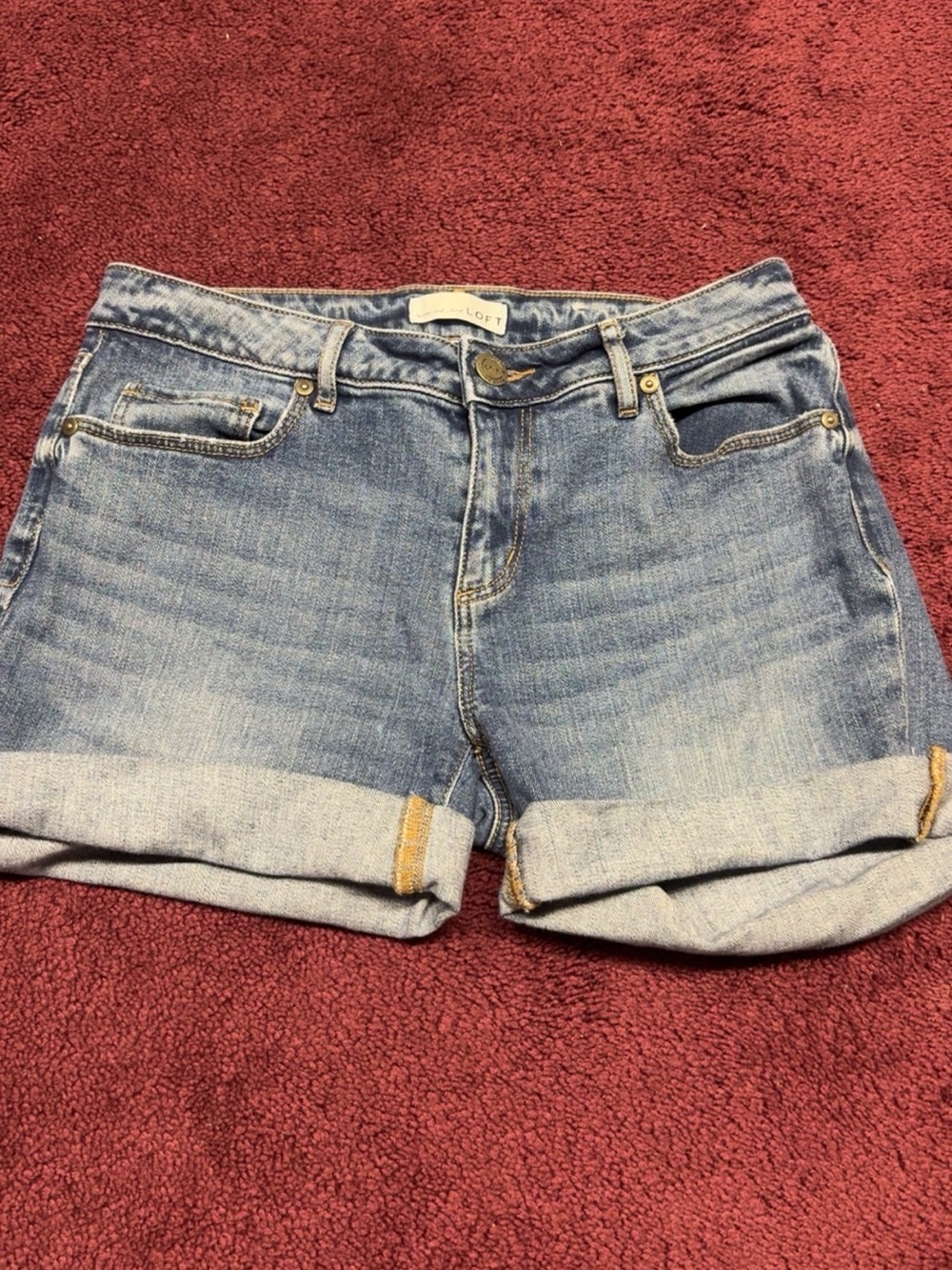 LOFT Light Wash Rolled Cuff Denim Shorts